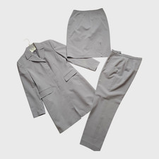 Women  s 3 Piece Kasper ASL Suit Mid Length Jacket, Pant and Skirt Gray Size 8