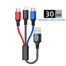 3 in 1 Fast Charging Cord for Micro USB Type C Charger Cable 1.2M Multi Usb Port