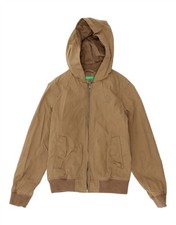 BENETTON Giubbotto Bomber con Cappuccio Ragazzo 8-9 Anni Grande Marrone Cotone CK18
