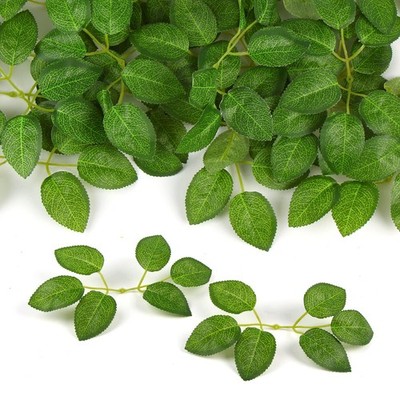 60 Pcs Artificial Green Leaves Rose Fake Leaves for DIY Crafts Wedding Birthday