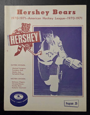 1971 HERSHEY BEARS AHL HOCKEY PROGRAM v. BALTIMORE CLIPPERS ROSS WEBLEY COVER