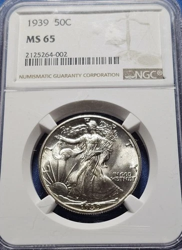 1939 WALKING LIBERTY SILVER HALF DOLLAR -- NGC MS-65
