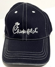 Chick-fil-A Uniform Hat Navy Blue White Logo Adjustable Baseball Cap One Size