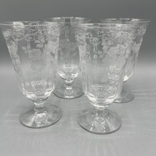 4 Fostoria Midnight Rose Footed Iced Tea Glasses Elegant Glass 5 7/8