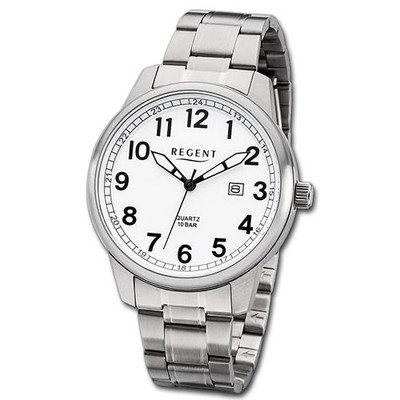 Regent Herren Armbanduhr Analog Metallarmband silber URF1275