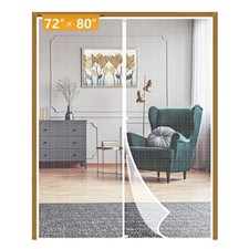 Yotache White Magnetic Screen Door Fits Door Size 72 x 80, Assorted Sizes