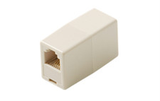 RJ11 Phone Line Coupler 2 Sockets , Ivory, for extending phone cords