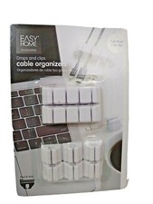 White Cable Organizers 6 Drops 2 Clips School College Dorm New Peel Stick