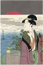 Ukiyo-e Reprint Eishosai Choki Hatsuhinode Woodblock Print Art