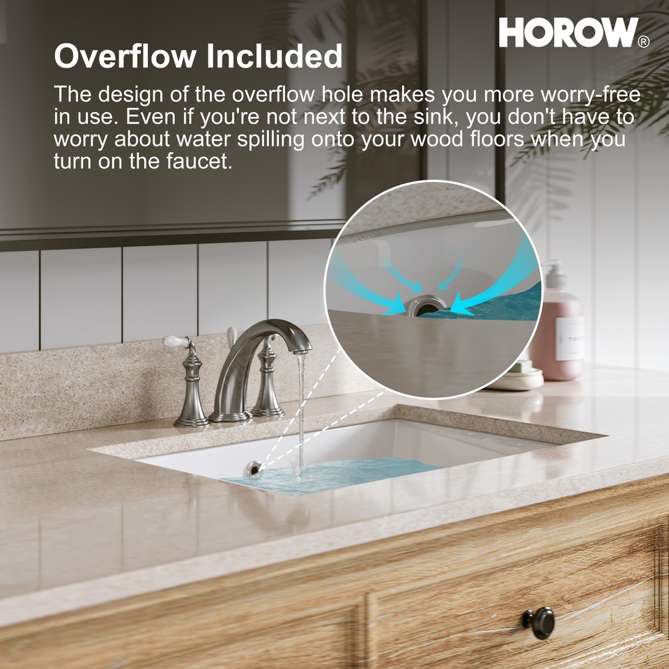 Undermount Bathroom Sink 21.6" x15.7" Rectangular Glazed Ceramic