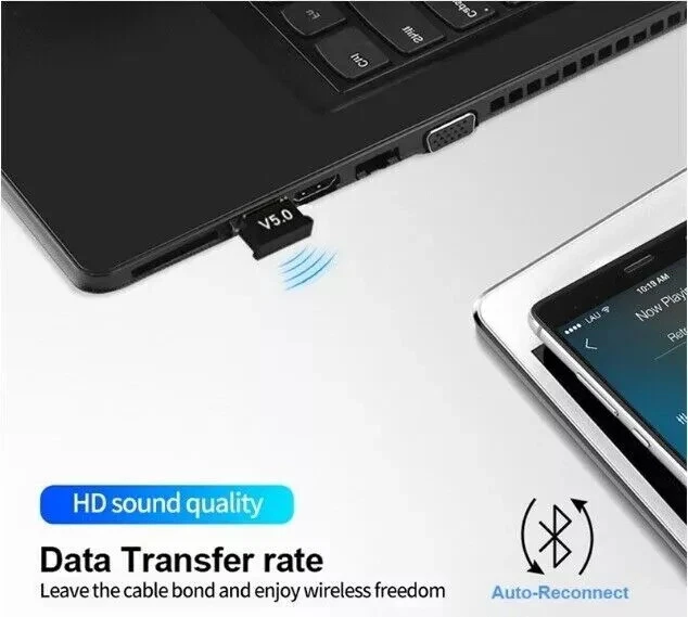 USB Bluetooth 5.0 Wireless Stereo Audio Music Adapter Dongle Receiver For TV PC - Image 4 of 4