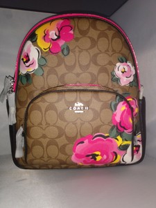 coach backpack rose print