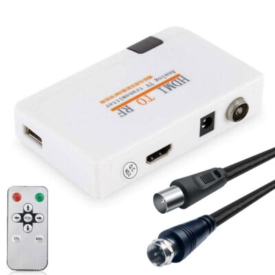 HDMI RF Modulator Coax Converter VHF Adapter w/Male F Type Cord for PS4 PS5 X...