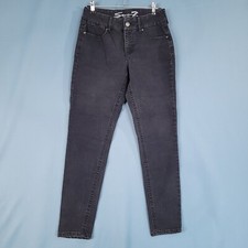 Seven7 Women's Tummyless Denim Pants Skinny Mid Rise Black Size 10