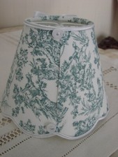 ABAT-JOUR FESTONNÉ TOILE de jouy rose  jeux d'eau 13cm A pince EUR 18,90 - FR