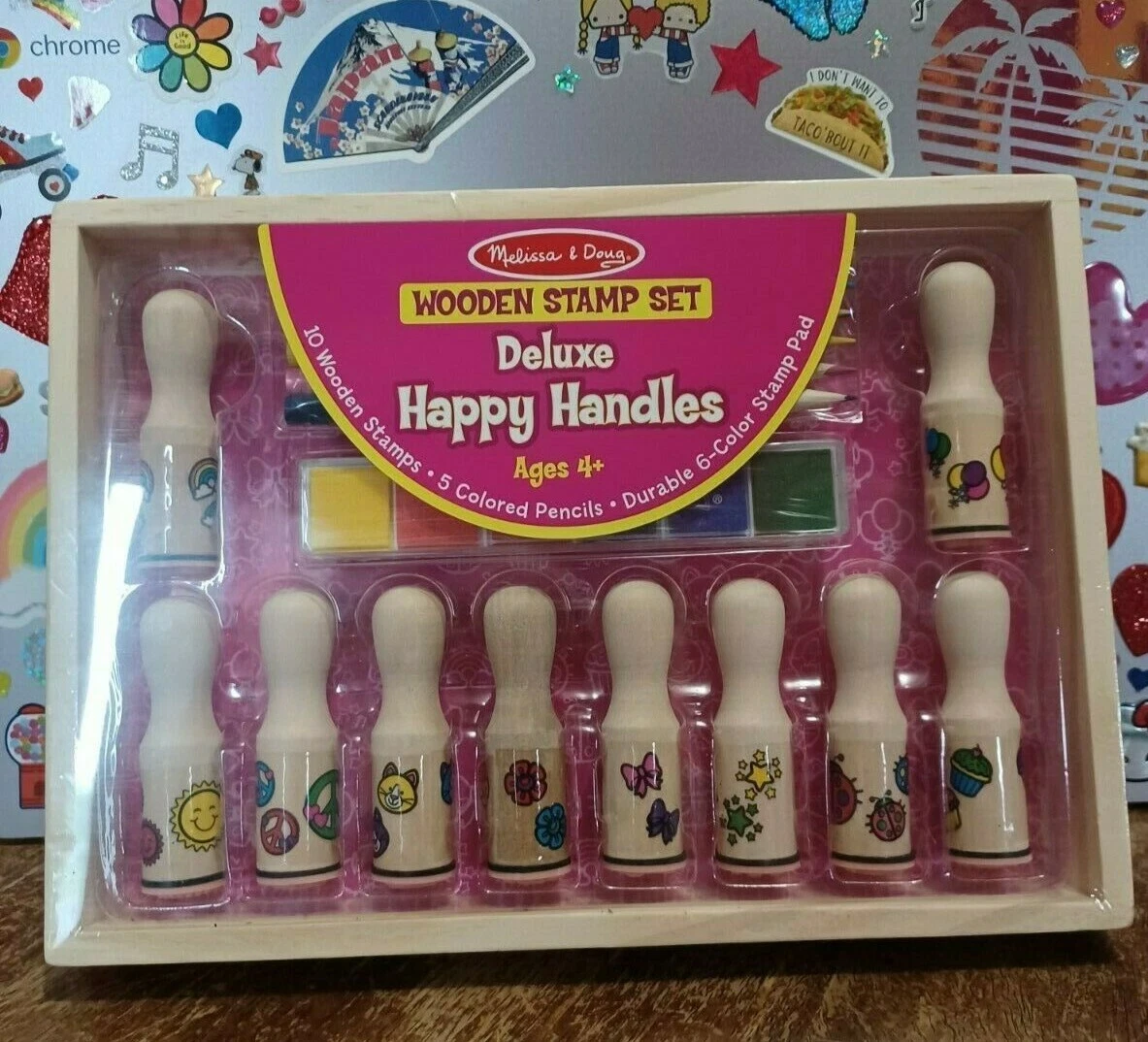 Melissa & Doug Deluxe Happy Handle Stamp Set With 10 Stamps, 5