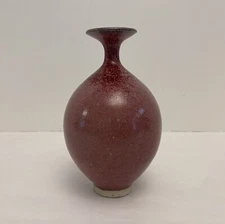 Vintage Boydston 5.75” Studio Art Pottery Amaryllis Bud Vase Numbered Signed