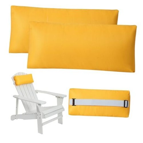Headrest Pillow for Patio Chaise Lounge Chair, Outdoor Chaise Pillows 2 Yellow