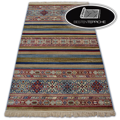 TRADITIONELL Teppich ''WINDSOR'' Ethnic blau burgund Jacquard beste Qualität