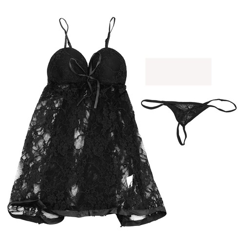 US FAST Women Sexy Lingerie Lace Babydoll Thong Nightwear Sleepwear