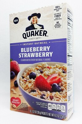1 BOX Quaker BLUEBERRY STRAWBERRY Instant Oatmeal Natural Flavors (6 POUCHES)