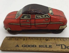 Tin 1940’s 50’s Wind Up Racer 3” Car Litho Toy 4-Door Sedan R450 No Key