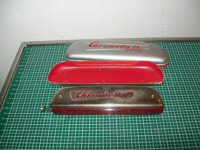   Alte Hohner Chrometta 14 Mundharmonika mit Hardcase