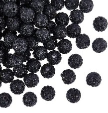 PH PandaHall 100pcs Black Rhinestone Beads 10mm Diameter 10mm,
