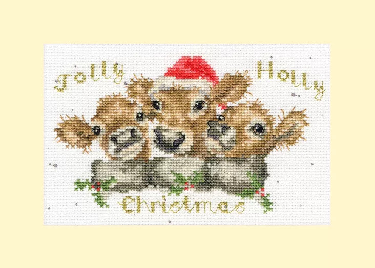 Jolly Holly - Christmas Card Cross Stitch Kit by Bothy Threads