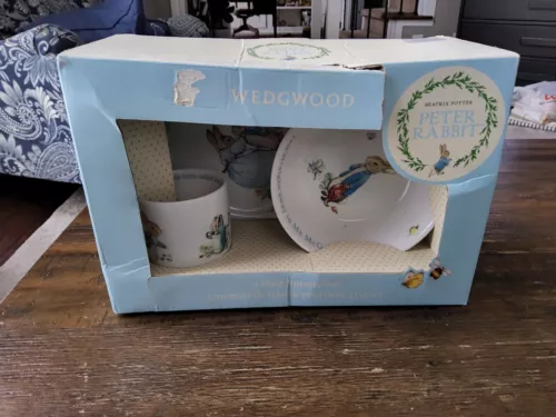 WEDGEWOOD Beatrix Potter PETER RABBIT 3 piece nursery set