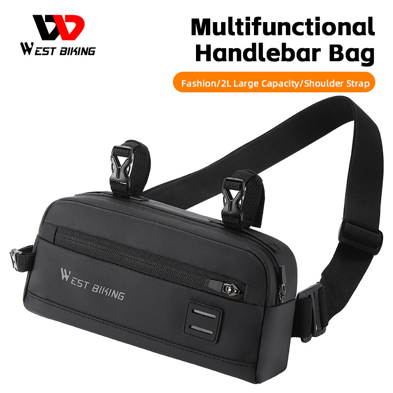 WEST BIKING Moda Riflettente Bici Manubrio Borsa Borsa a Tracolla 2L foto 3