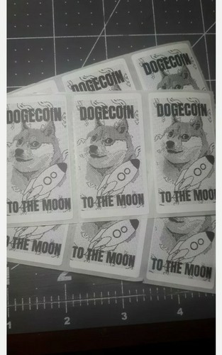 Lote de 9 pegatinas de etiqueta DOGECOIN TO THE MOON criptomoneda Elon Musk Shiba Inu 🙂 - Imagen 2 de 2