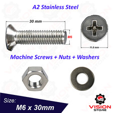 BOLTS AND NUTS AND WASHER STAINLESS STEEL M4 M5 M6 MACHINE SCREWS COUNTERSUNK