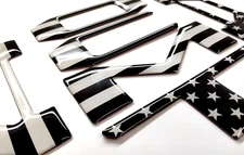 3D RAISED BLACK US FLAG DOMED TAILGATE LETTERS FOR TOYOTA TACOMA 2024-2025