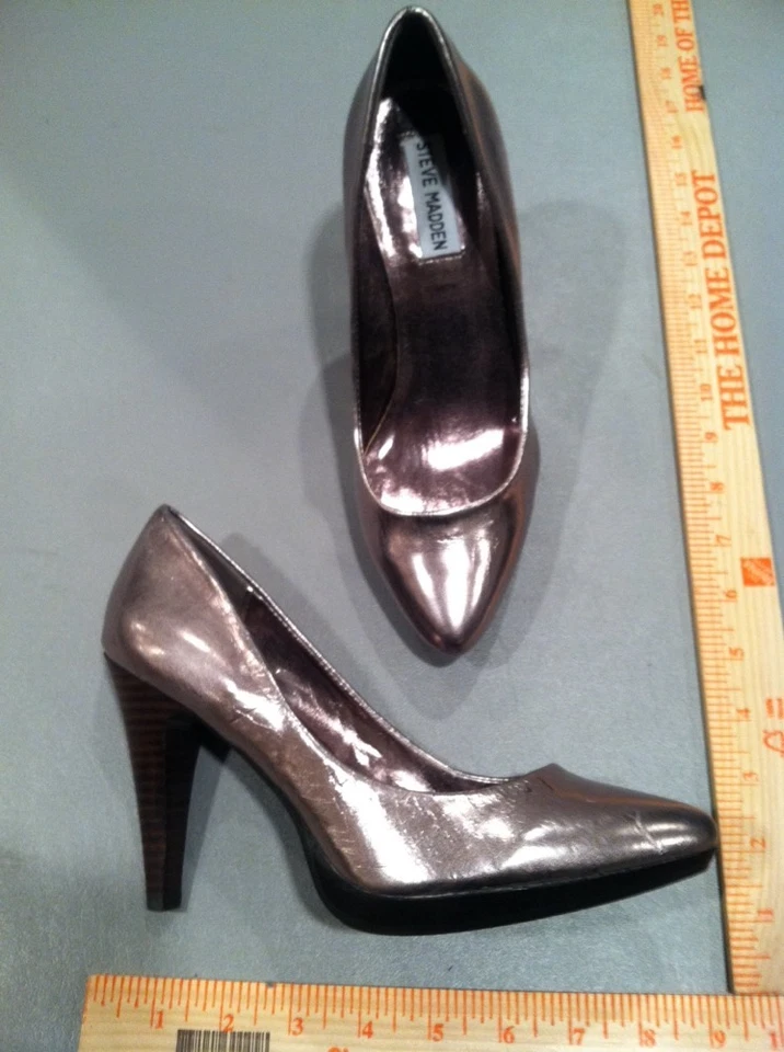 Zapatos de salón Steve Madden de cuero con plataforma de tacón alto bronce 6 Foto 4 de 4