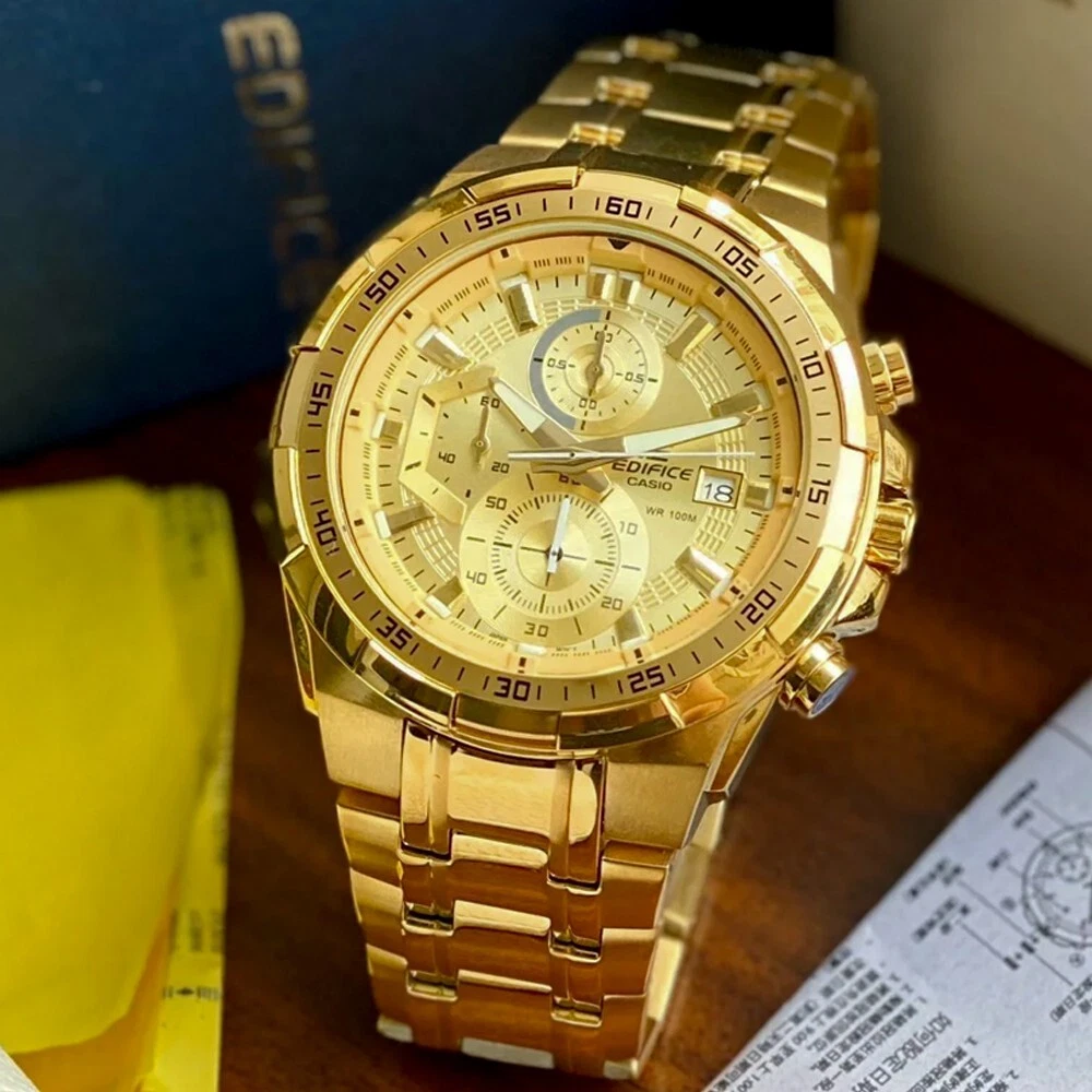 Casio Edifice Chronograph EFR-539FG-7AV Full Gold Plated Gold Dial Men's Watch | eBay Casio Edifice Chronograph Efr-539Fg-7Av Full Gold Plated Gold Dial Men'S Watch | Ebay