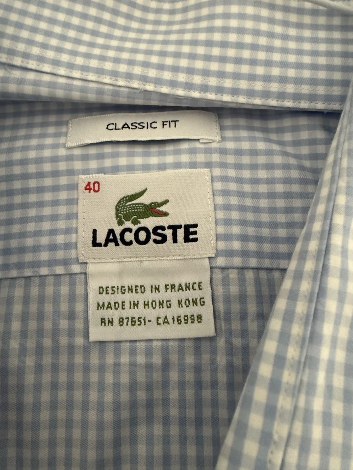 Camisa de vestir Lacoste para hombre manga larga calce clásico, talla 40/M, abotonada Foto 3 de 3