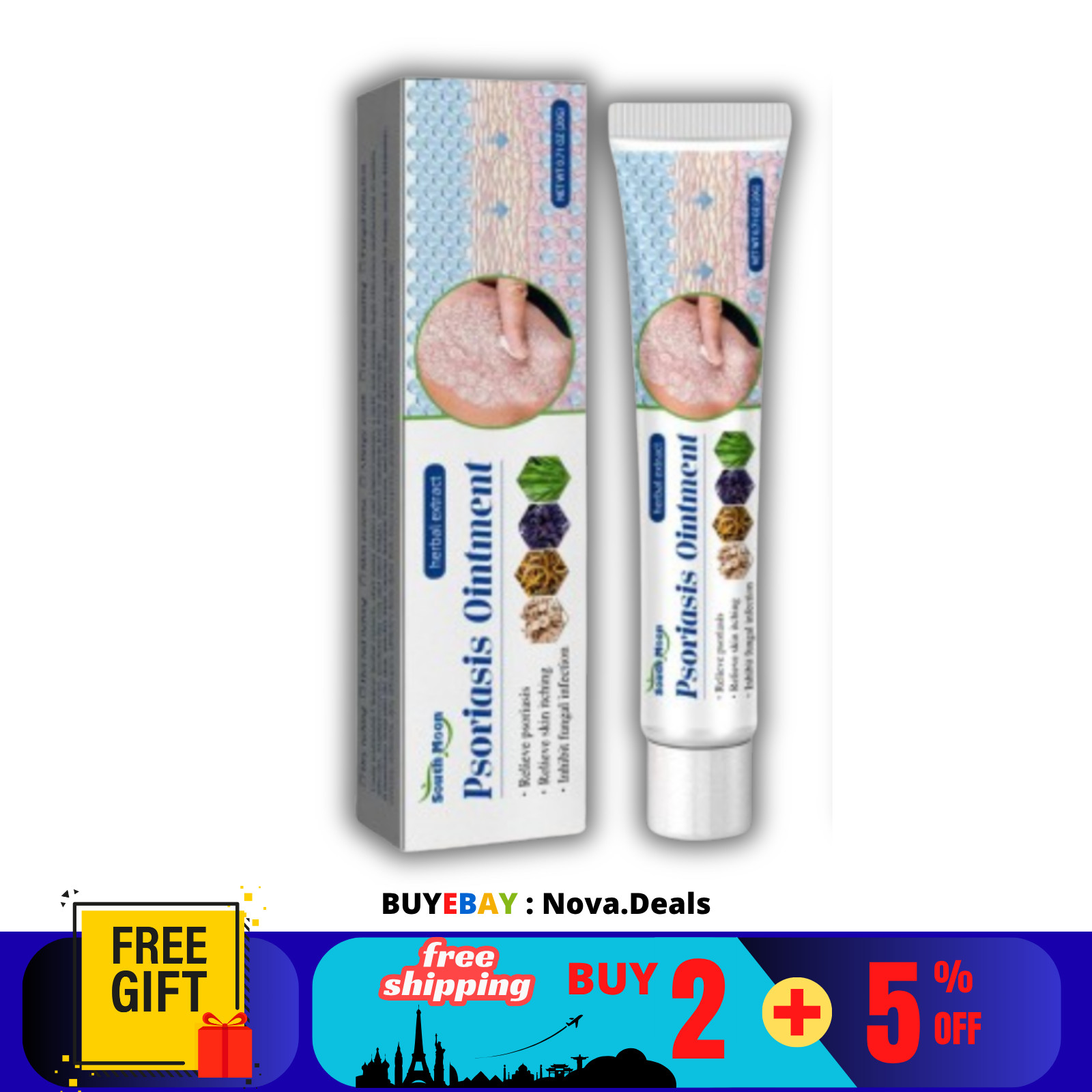 1 X Psoriasis Dermatitis Eczema Crema Natural Tratamiento de la Piel Ungüento