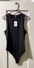 GUESS St. Barbara Logo Bodysuit Black XL One Piece Solid Women Regular Size