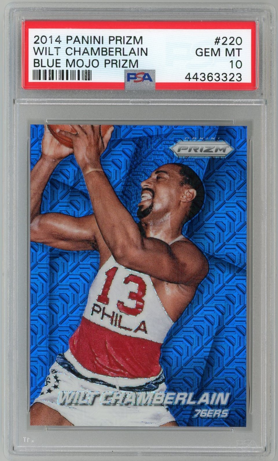 2014 Prizm Wilt Chamberlain BLUE MOJO Prizm #220 Philadelphia 76ers PSA 10 Pop 1