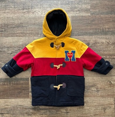Vintage Moschino Coat Kids Striped Jacket Hooded Overcoat Primary Colors