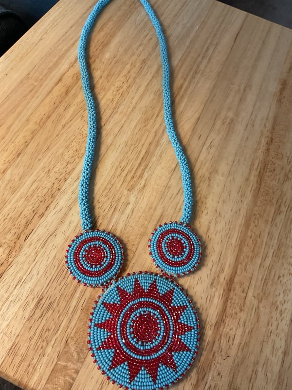 native american beaded medallion necklace