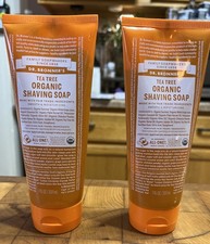 2 Dr. Bronners Organic Tea Tree Shaving Soap 7 FL Oz Each Plant Based Free Ship