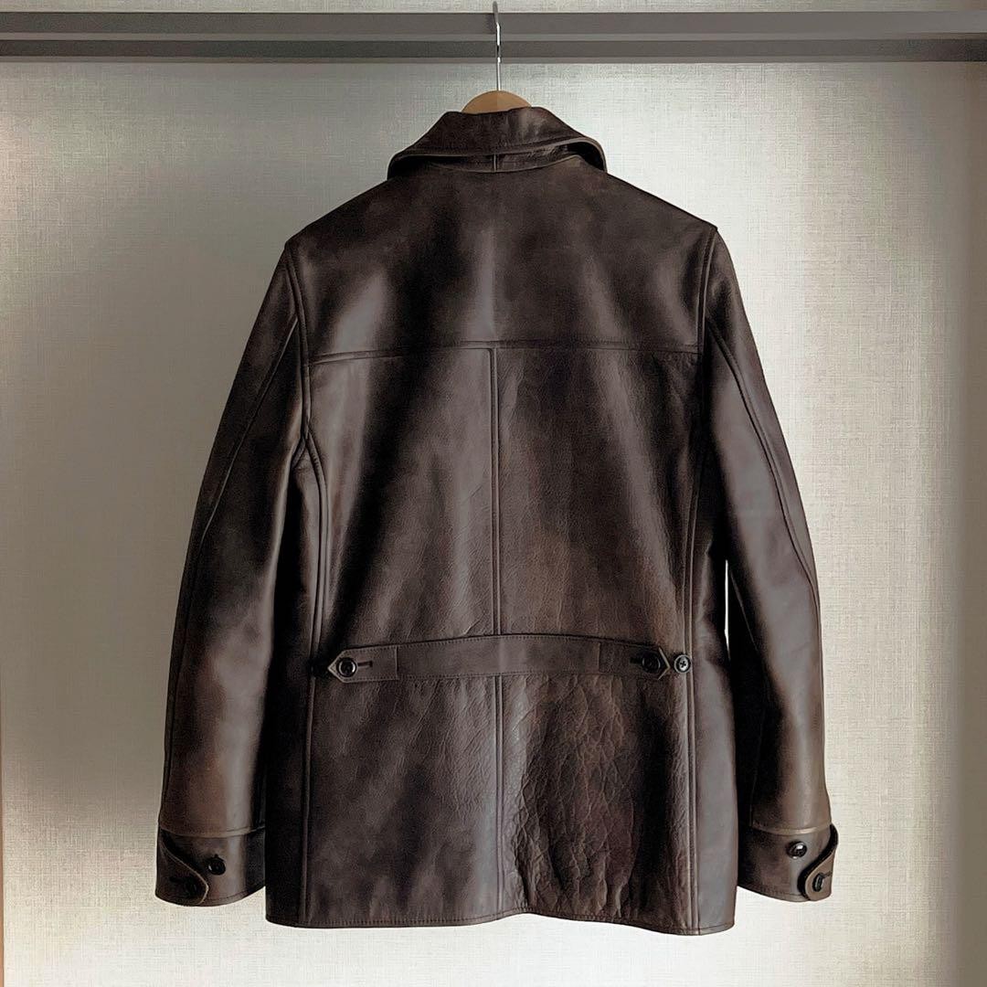 [LEATHER CAR COAT] RRL Ralph Lauren Jacket Size L Dar… - Gem