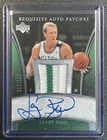 LARRY BIRD 2005-06 UPPER DECK EXQUISITE COLL #AP-LB GAME-USED PATCH AUTO 12/100