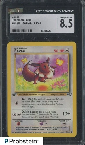 1999 Pokemon Jungle 1st Edition #51/64 Eevee CGC 8.5 NM-MT+