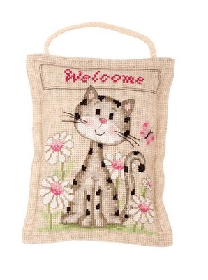 New Vervaco Cross Stitch Kit 0144642 Ornament Cushion Welcome