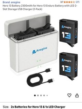 Hero 13 Battery 2300mAh for Hero 13 Enduro Battery with LED 2-Slot Storage USB C