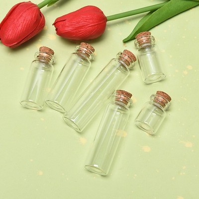 10 STÜCKE Mini-Glasflaschen mit Korkstopper Klare Flasche Fläschchen Hochzeit DF