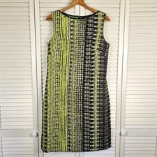 Elie Tahari Women's Sheath Dress Size 8 Green & Black Texture Back Zip